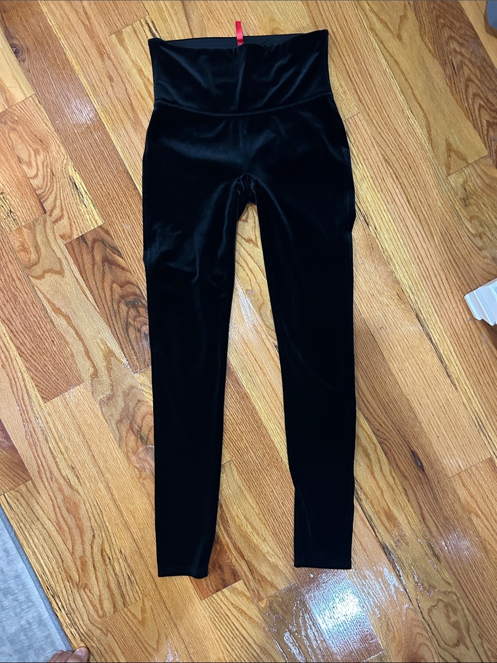 SPANX Black Velvet High-Waist Leggings